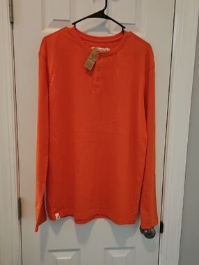 NWT Kangol Orange Henley Top with Button Placket